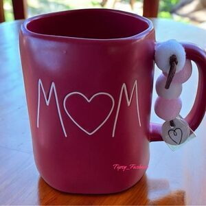 Rae Dunn MOM Charms Heart Red Coffee Cup Mug NEW